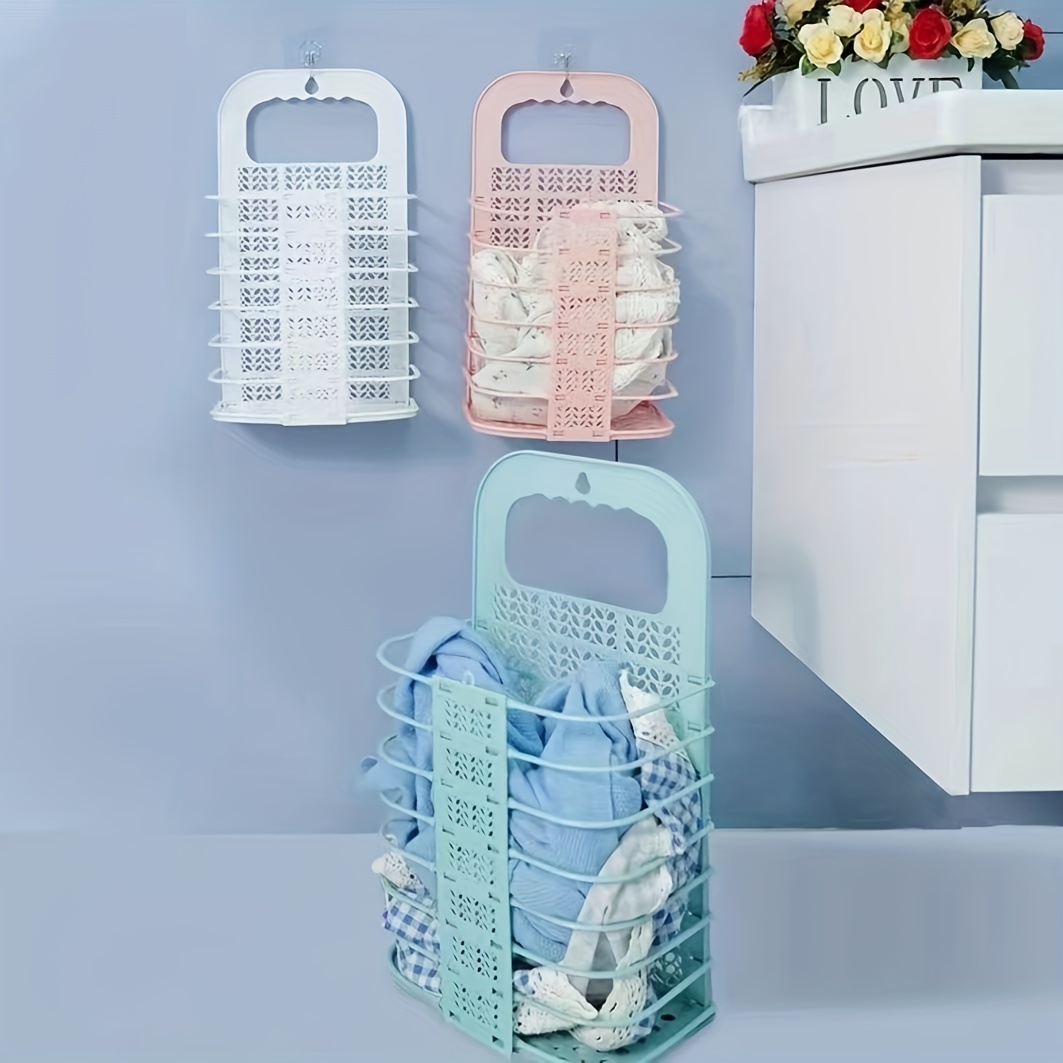 1pc Random Color Wall Mounted Laundry Hamper, Modern Plastic Foldable  Laundry Basket For Home