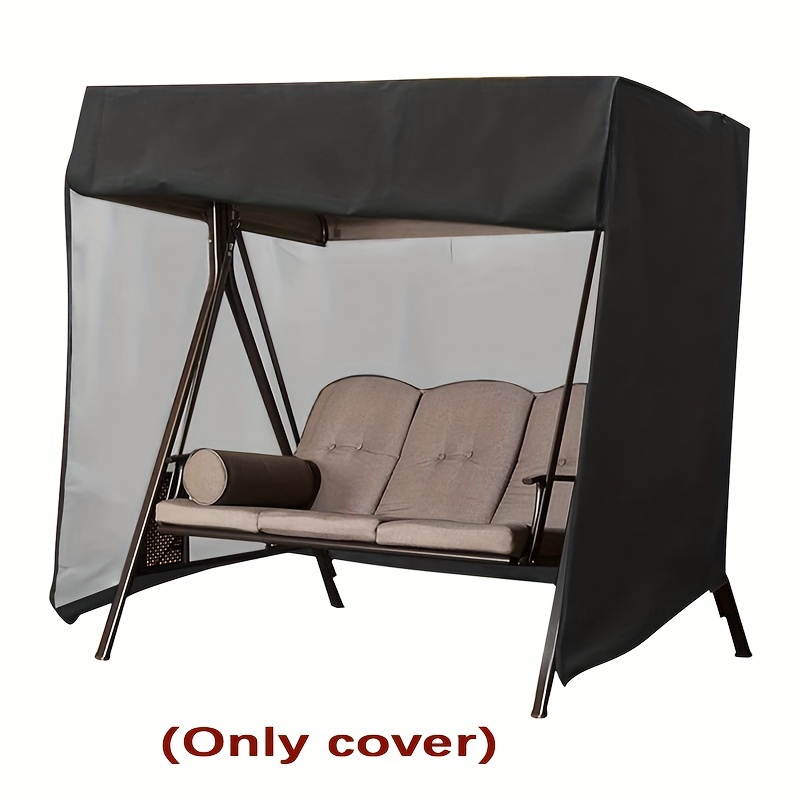 

1pc Patio Swing Cover Outdoor 3 Triple Seater Hammock Swing Glider Cover Waterproof All Weather Protection Outdoor Furniture Protector Black