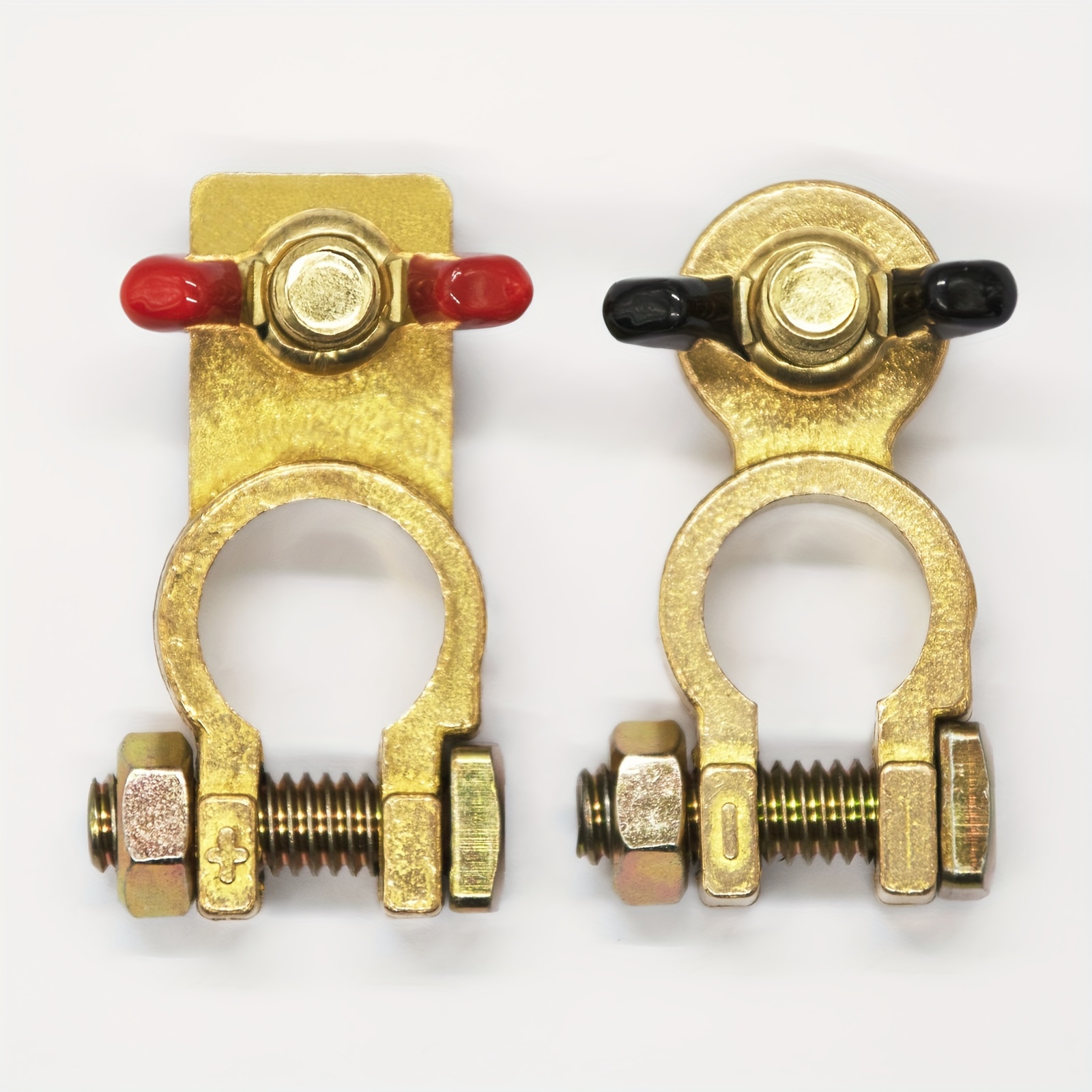 

1 Pair Battery Terminals Solid Brass Clamps Connectors Top Post Battery Terminals Clamp Set, Quick Release For Rv Motorbike Car Truck Boat