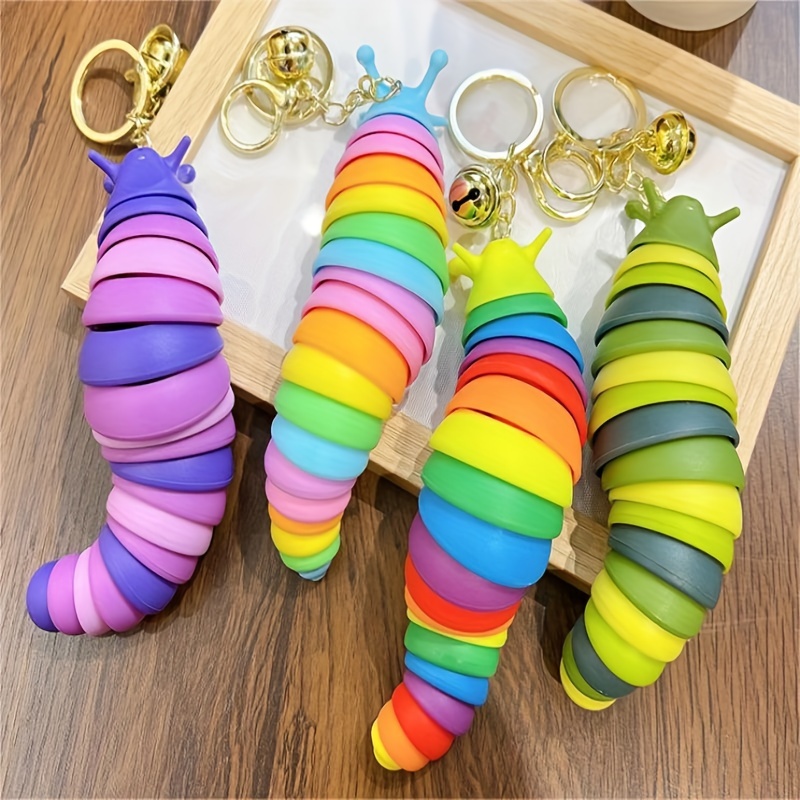 Mini Fidget Slug Keychain Toys,3d Articulated Stretch Caterpillar