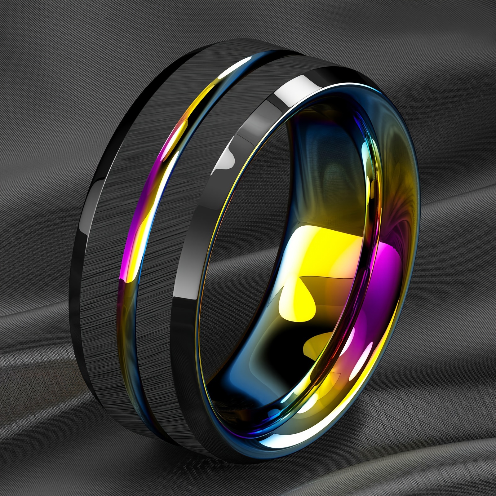 Mens rainbow hot sale wedding rings