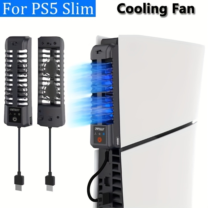 RGB Cooling Fan for PS5 Slim Disc/Digital Edition External Rear Adjustable  Fan with RGB for PS5 Slim Console Game Accessories