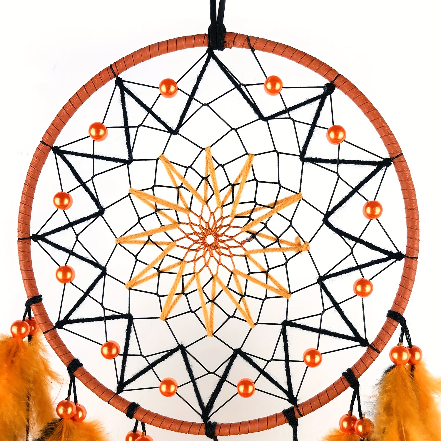 Handmade Halloween Pumpkin Style Dream Catcher black Feather - Temu