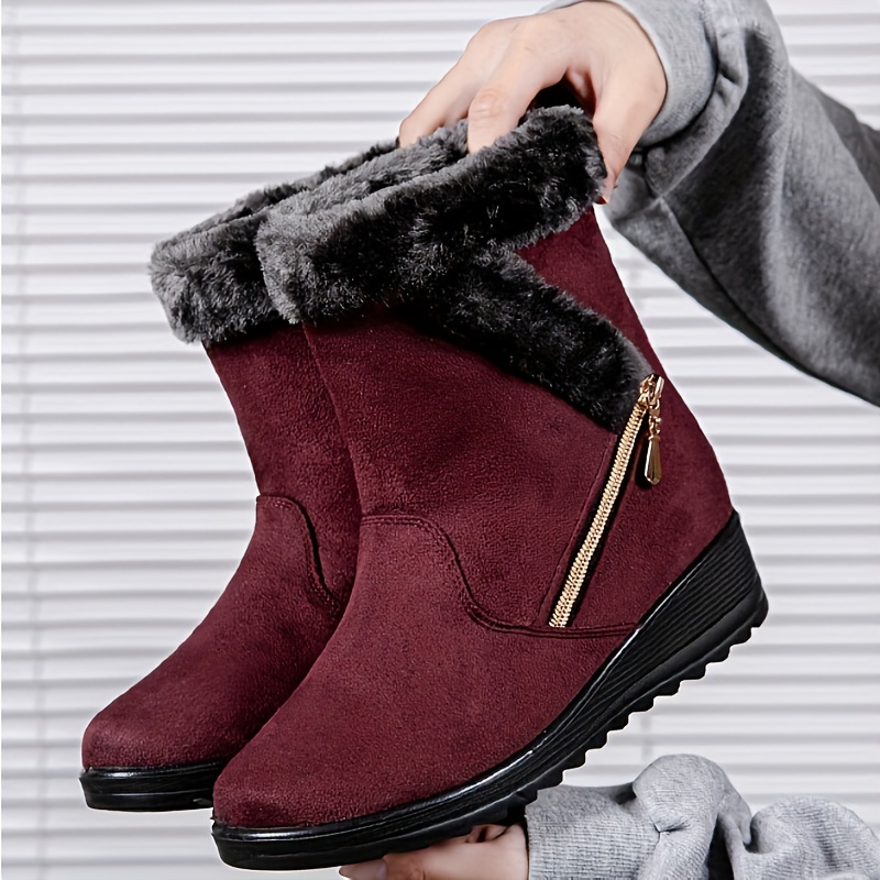 Non Slip Side Zip Snow Boots Thermal Winter Warm Mid Calf Boots
