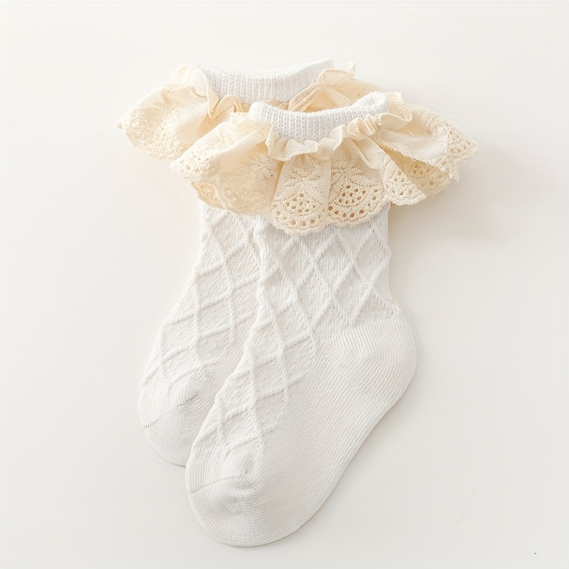 Girls Kids Baby Frilly Socks White Cotton Ankle School Lace Socks
