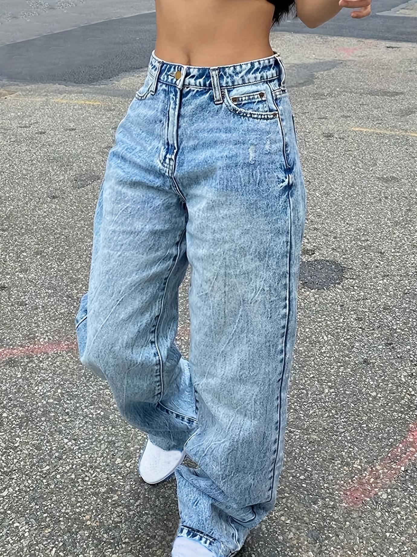  Women's Boyfriend Jeans High Waisted Straight Wide Leg Loose Fit  Denim Pants Vintage Y2k Casual Trousers Streetwear : Clothing, Shoes &  Jewelry
