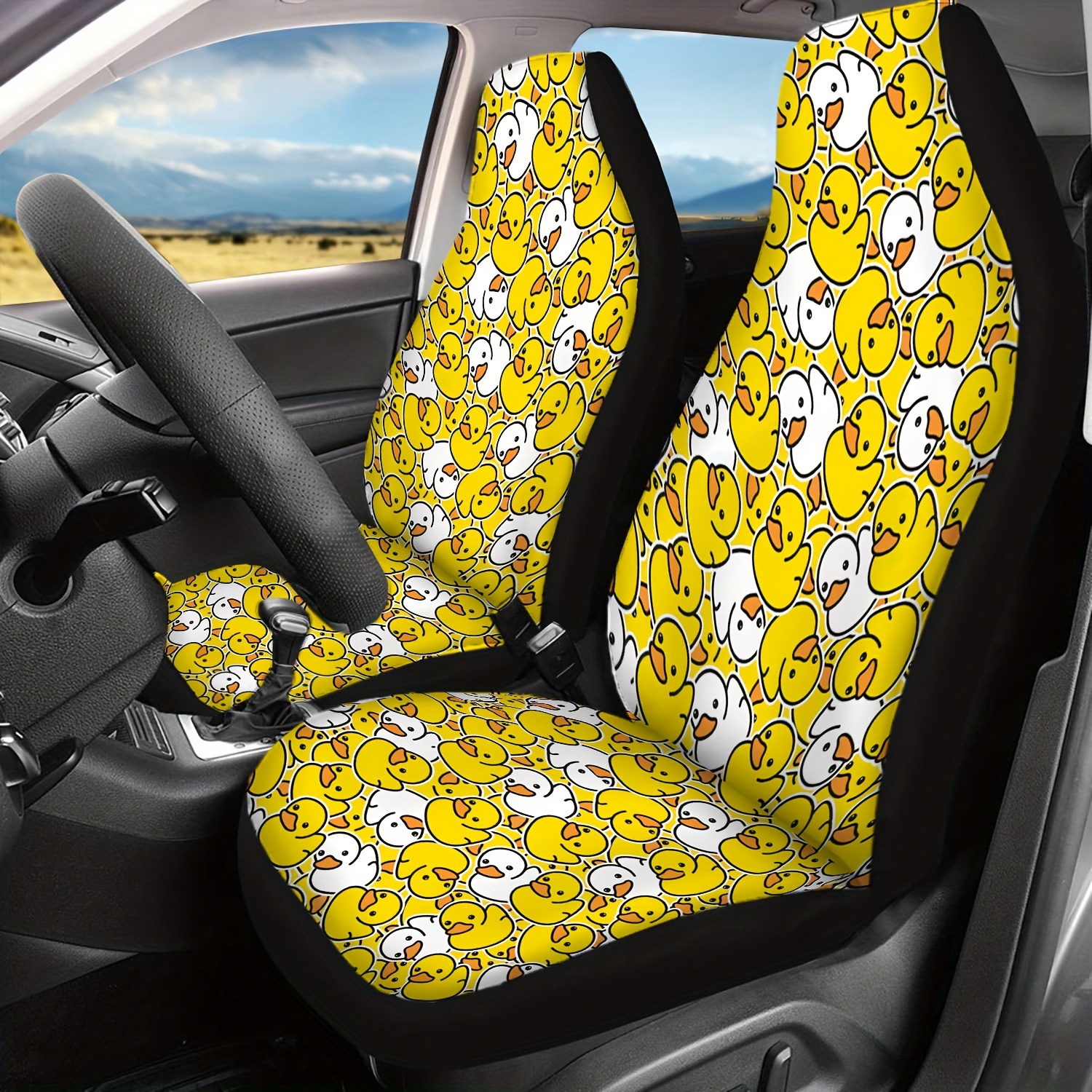 Little Yellow Duck Duck Print Car Seat Covers Universal Fit - Temu