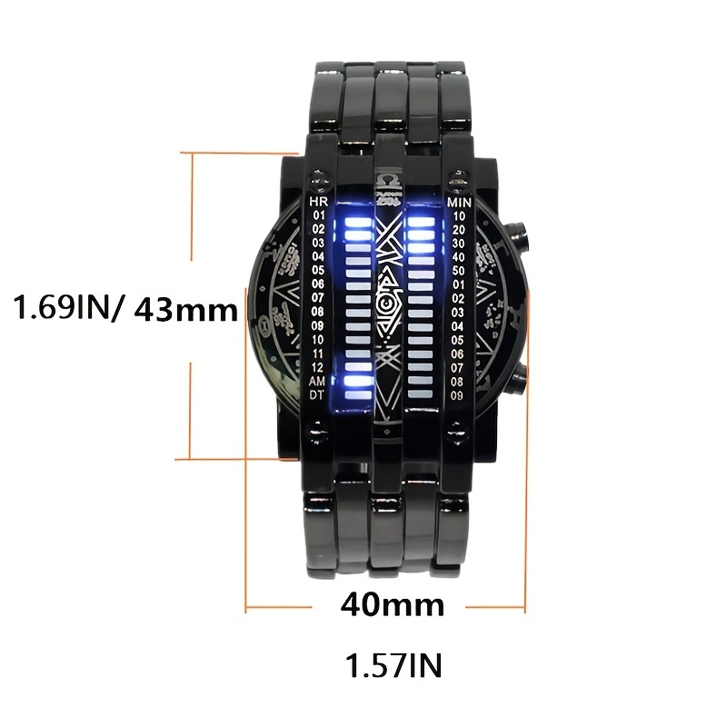  Binary Matrix Blue LED Digital Watch Mens Classic Creative  Fashion Black Plated Wrist Watches (Black Blue) : Clothing, Shoes & Jewelry