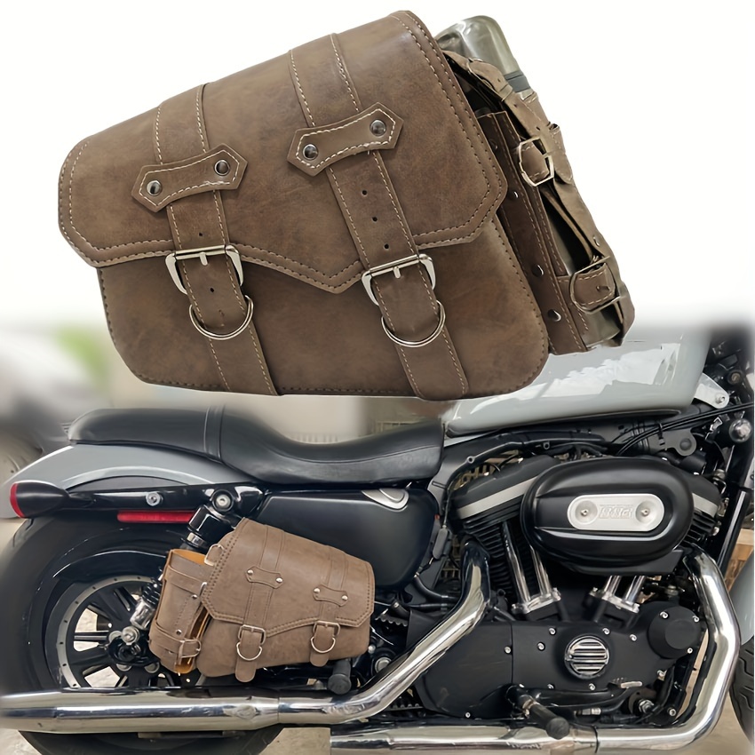 2pcs Motorcycle Bag Hanging Bag Large Capacity Motorcycle Bag Leather Motorcycle Luggage Bag Universal Motorcycle Accessories