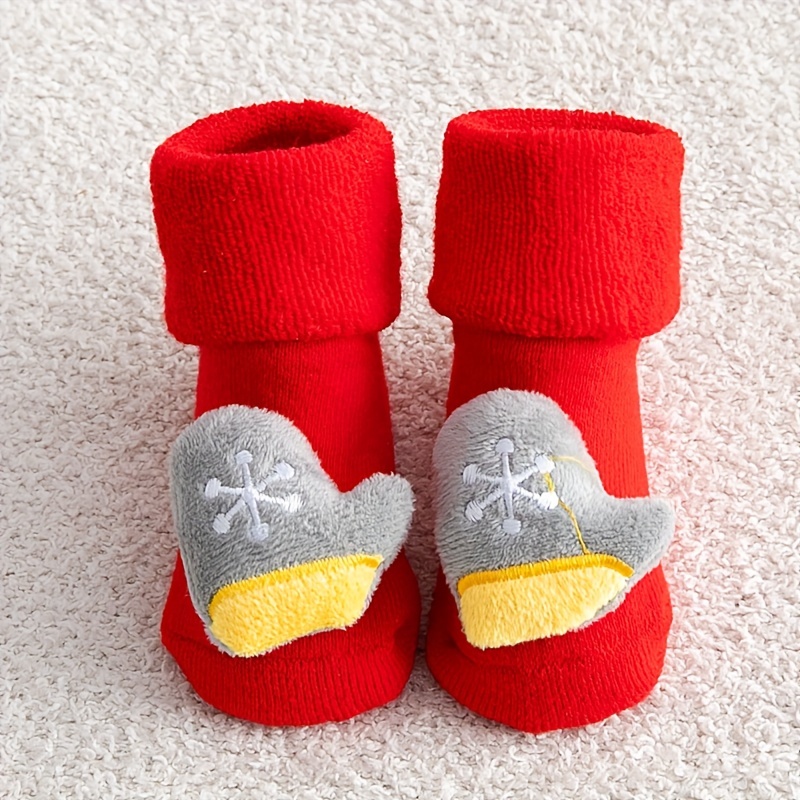 Chaussettes de noël antidérapantes pour bébé, chaudes, mignonnes