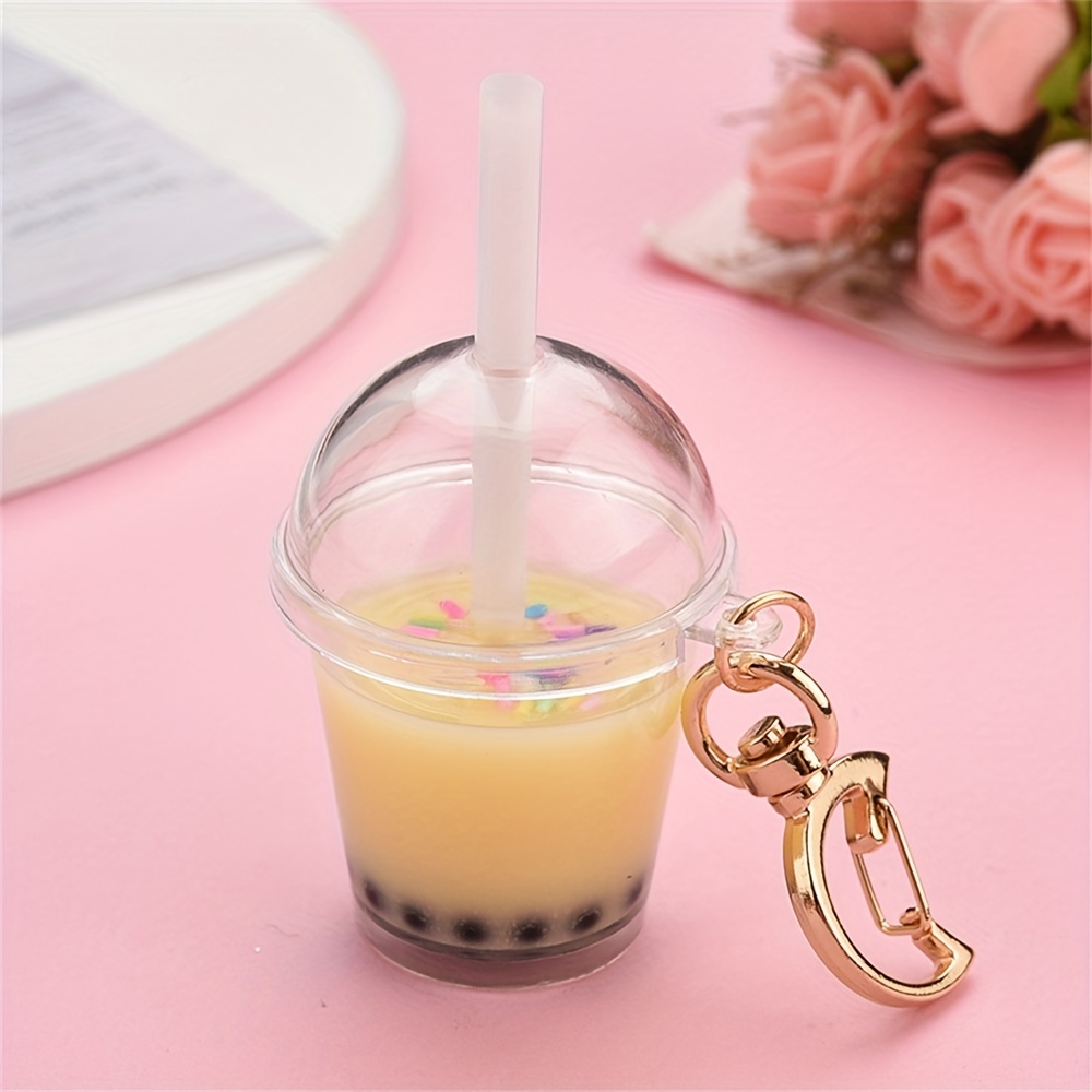 New Cartoon Pearl Milk Tea Cute Keychain For Women Kawaii Keychains For  Ladies Girls Bag Car Charm Accessories Gift Key Rings