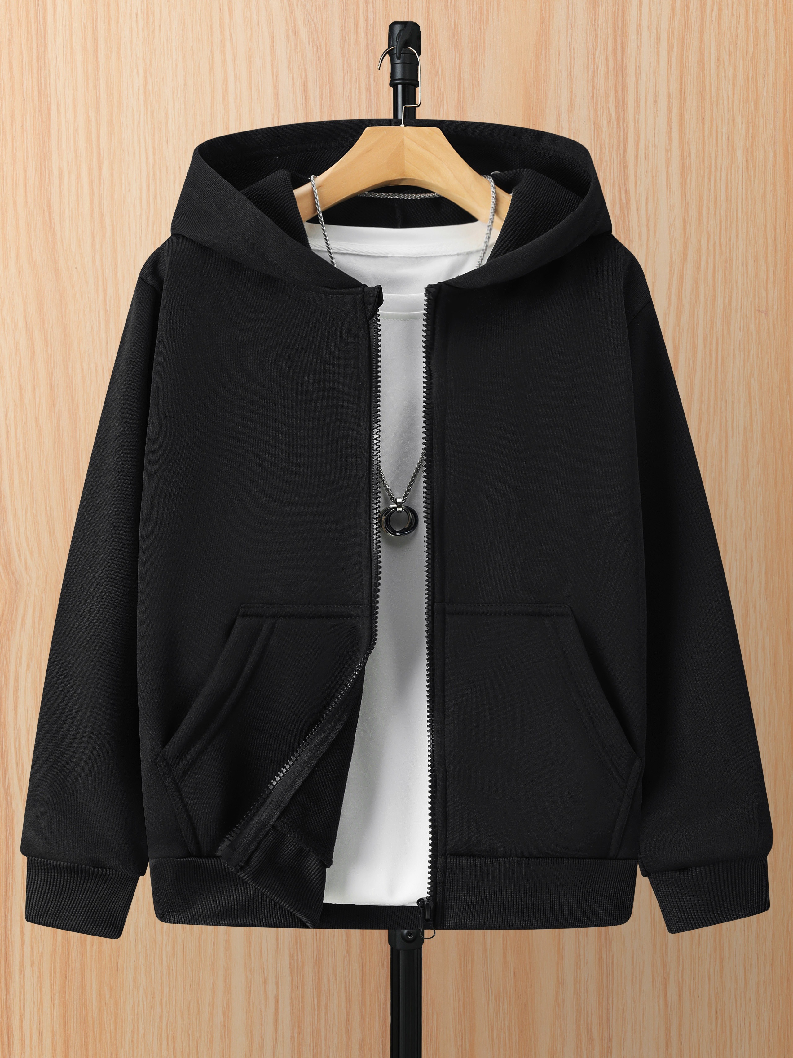 Solid Color Pullover Long Sleeve Hooded Sports Sweatshirt - Temu