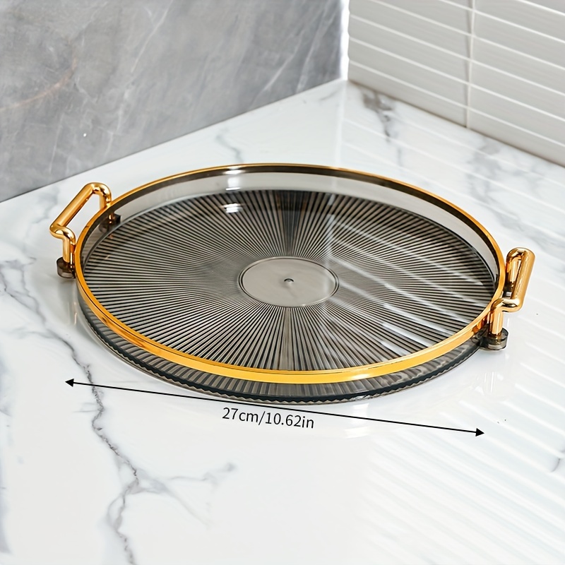 Round Decorative Tray Round Plastic Tray With Handles Modern - Temu
