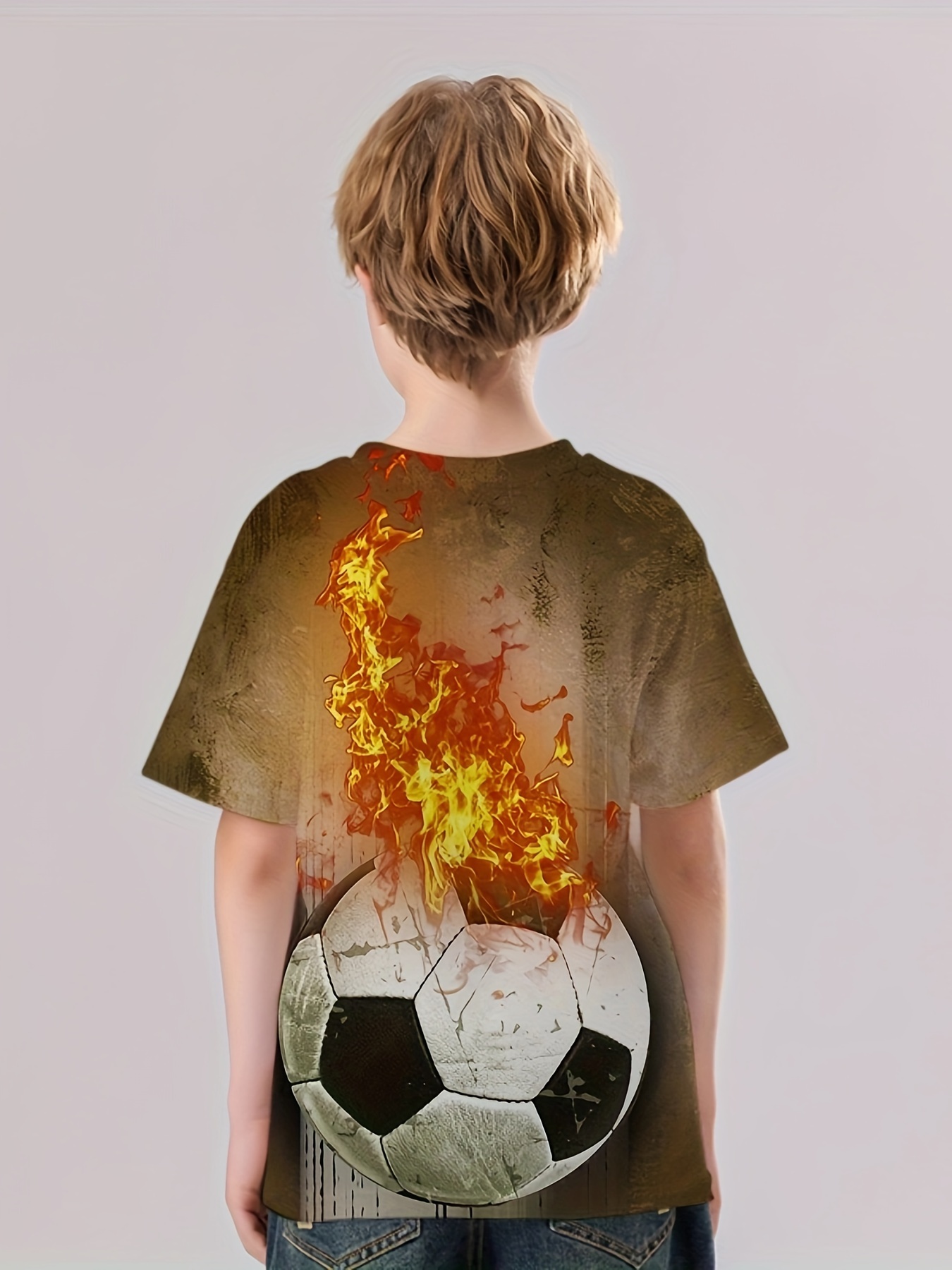 Camiseta Estampado Fútbol Niños Ligeramente Elástica Mangas - Temu