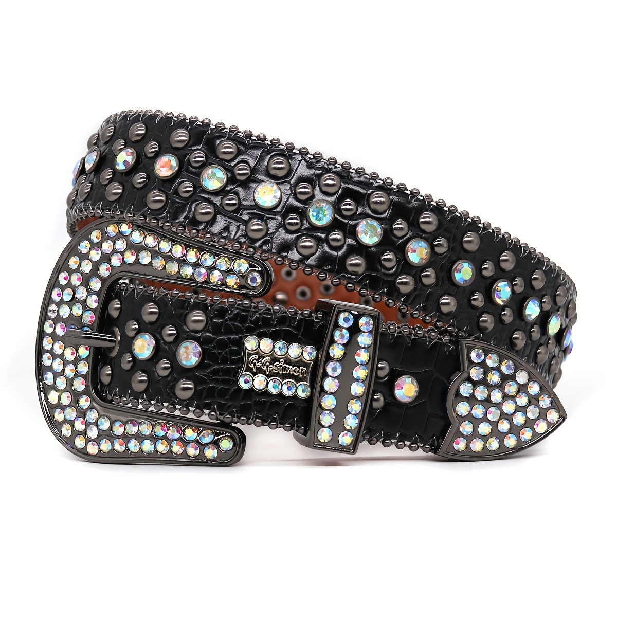 Western Belt Luxury Crystal Buckle Bling Strap Diamond Inlaid Belt For  Clothing Accessories Black 38 inch at  Women's Clothing store