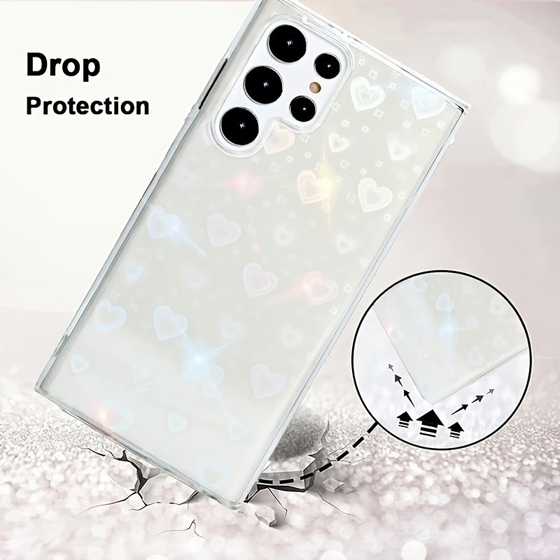 Clear Holographic Heart Shape Design Hard Phone Protective Case For Galaxy  S23 S23plus S23 Ultra S22 Ultra S22 S22 Plus, 24/7 Customer Service