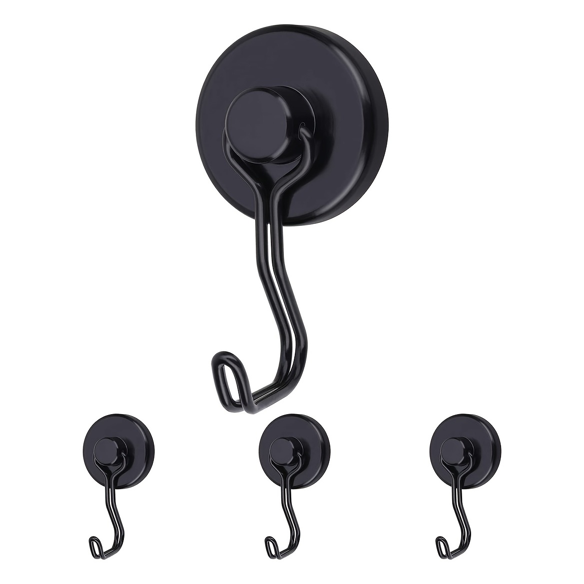 4Pack Black Magnetic Hook 100 lb Heavy Duty Strong Neodymium Magnetic Hooks,  Refrigerator Magnet Hooks, Magnet Hook for Curtain, for Home, Kitchen,  Workplace - - 