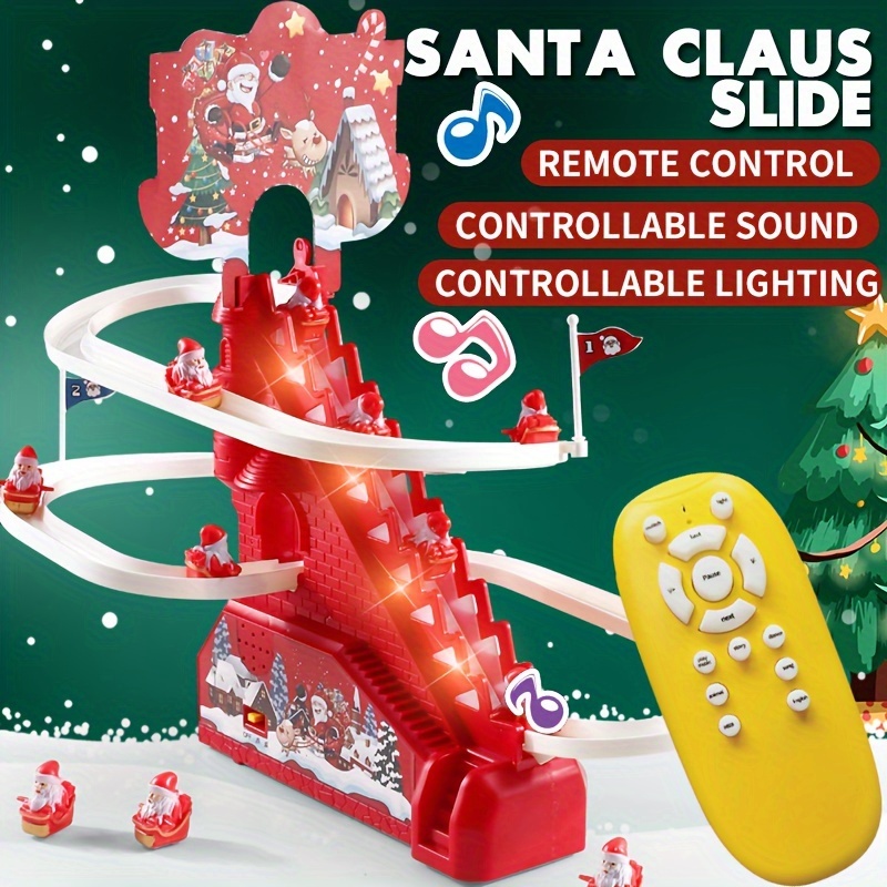 Gift Box Santa Claus Climbing Stairs Electric Track Slide - Temu