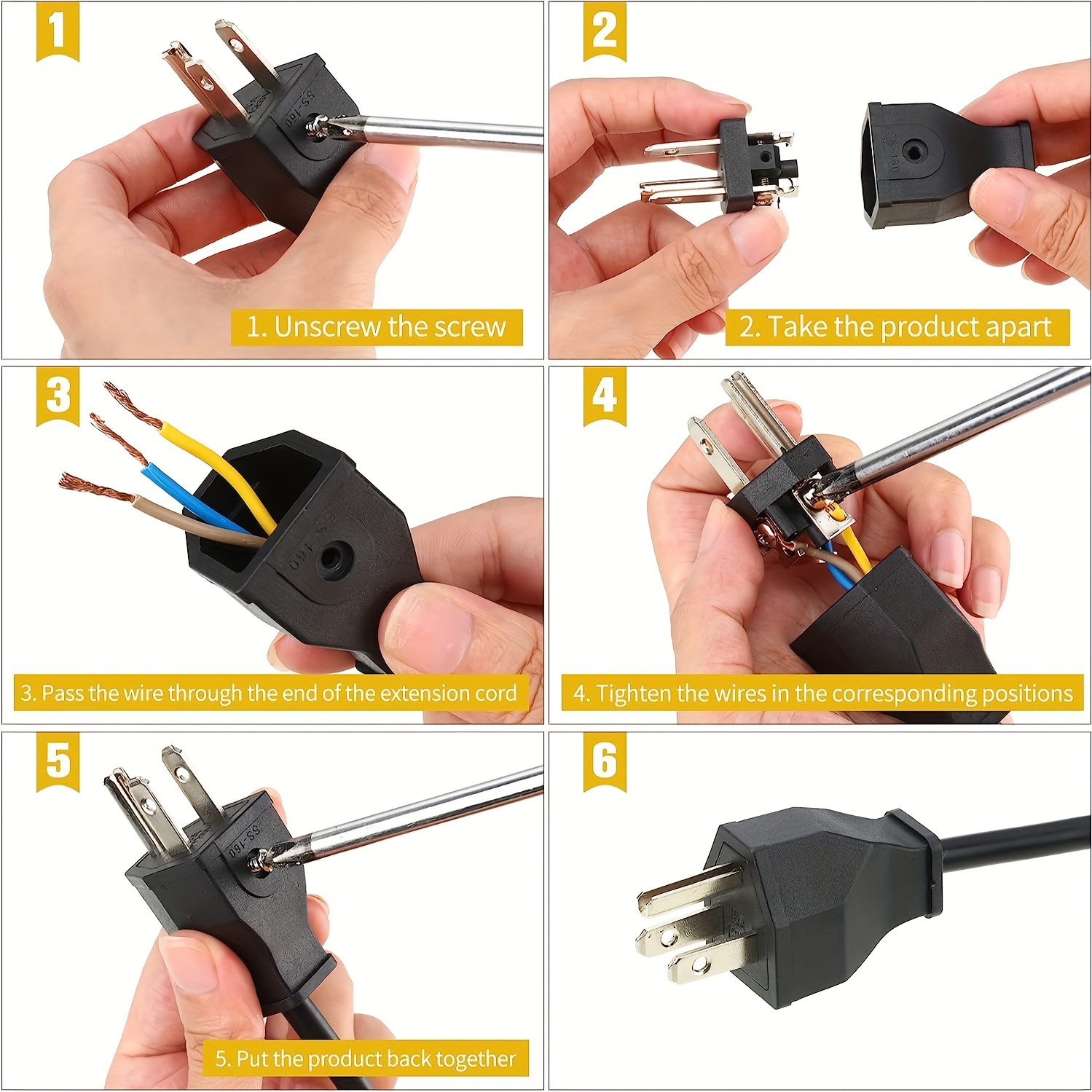  Cable de extensión macho de reemplazo eléctrico de los enchufes  del extremo 3-Wire - 1 enchufe macho : Herramientas y Mejoras del Hogar