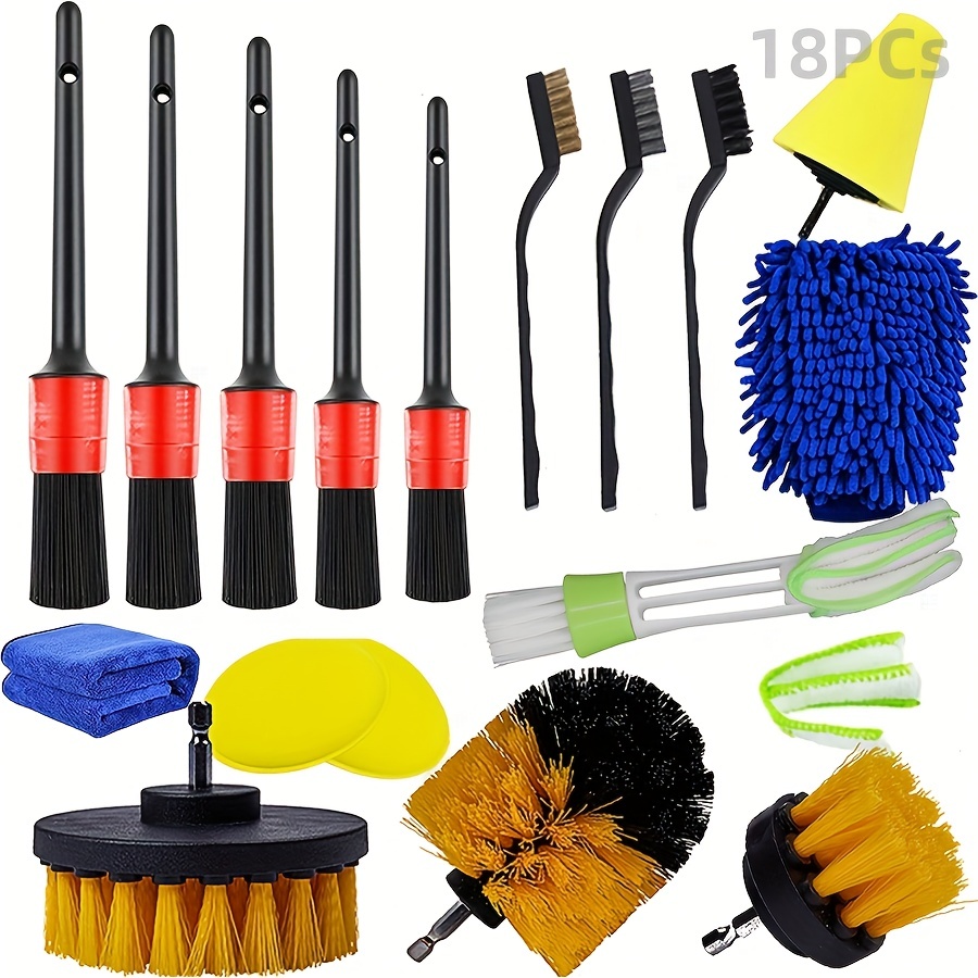 Carevas 26 PCS Drill Brush Attachments Car Detailing Brush Kit, for Auto  Exterior and Interior Sponges Detailing Brushes Mitt Air Vent Brush 