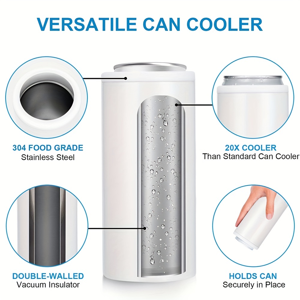 12 oz. Silver Stainless Steel Beer Insulator Can Koozie Drinking Bottle