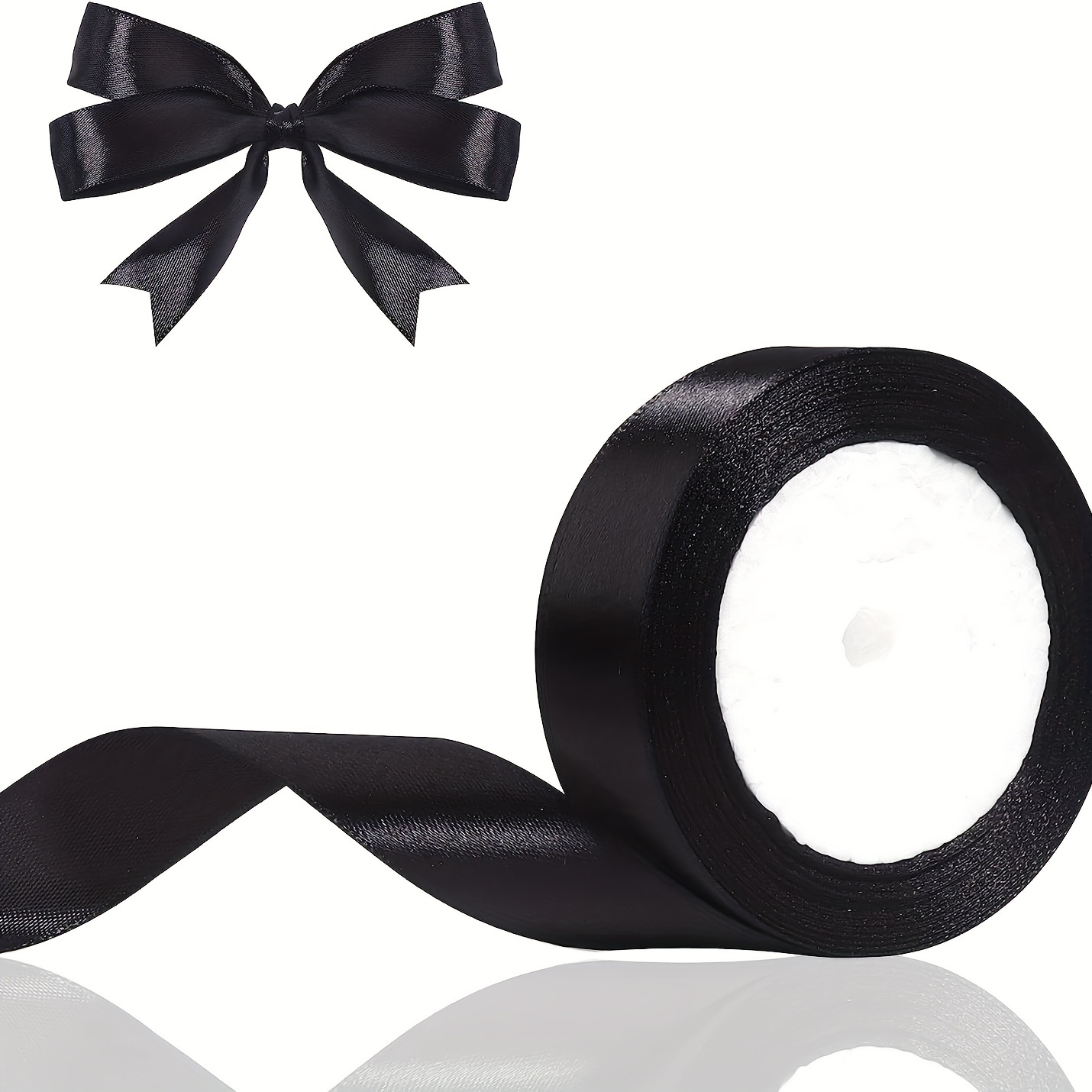 1 Roll Of 2.5cm Black Ribbon, For Hair Bow, Gift Wrapping, Bouquet  Decoration, Fruit Ribbon