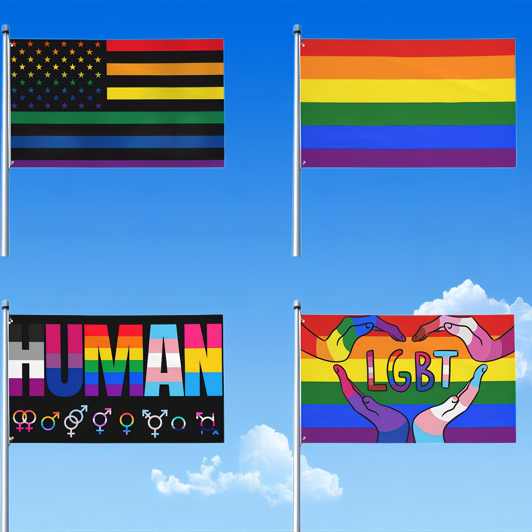 1pc 3x5 Ft Progress Pride Rainbow Flag Pride Month Flag Rainbow Gay Pride Banner Lgbt Community