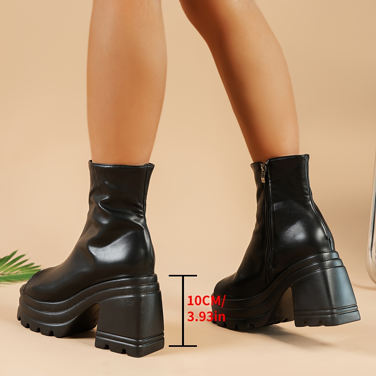 Women's Chunky Heeled Sandals, Platform Peep Toe Side Zipper High Heels,  Fashion All-match Sandals Boots