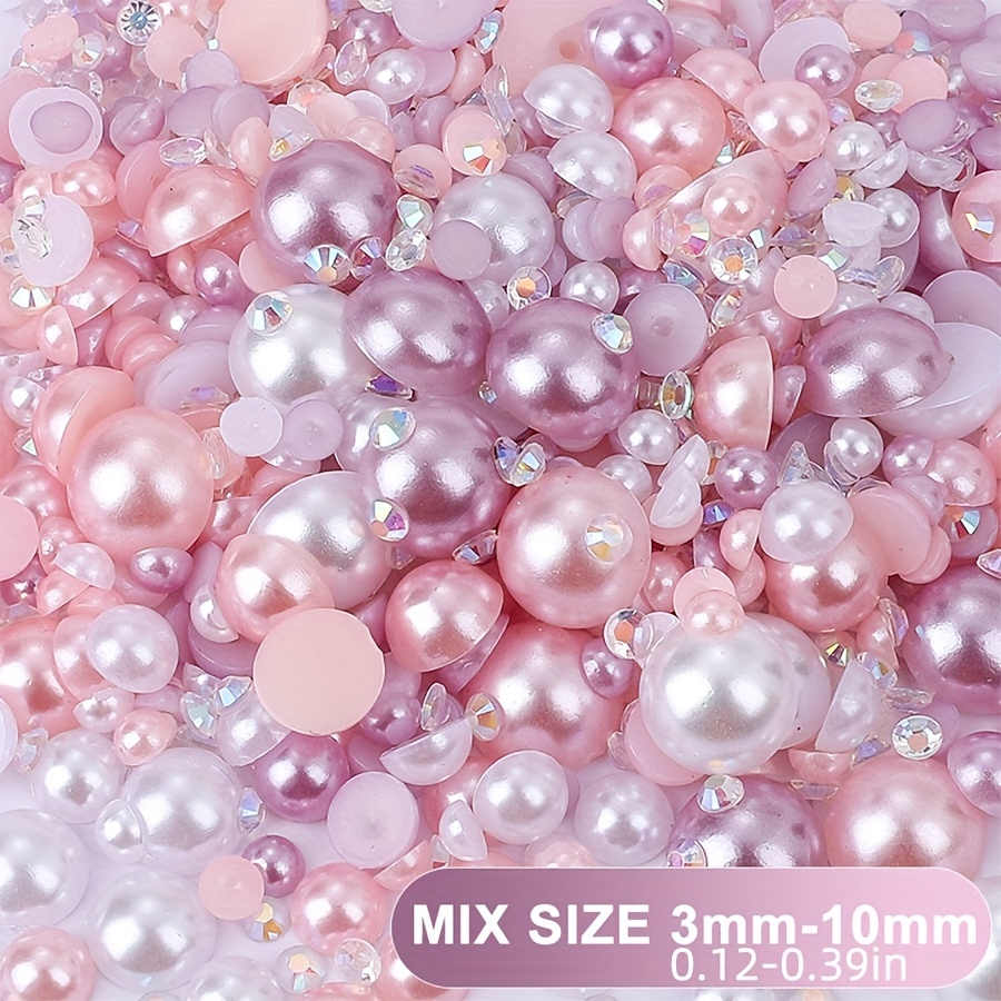 Pinhoollgo 80g Mix Flatback Pearls Rhinestone for Crafts, Mixed Size  3mm-10mm Resin Rhinestones Half Round Pearls for Face Nail Cup Shoes  Scrapbook DIY Decoration(Light Green Pink Purple Series) - Yahoo Shopping