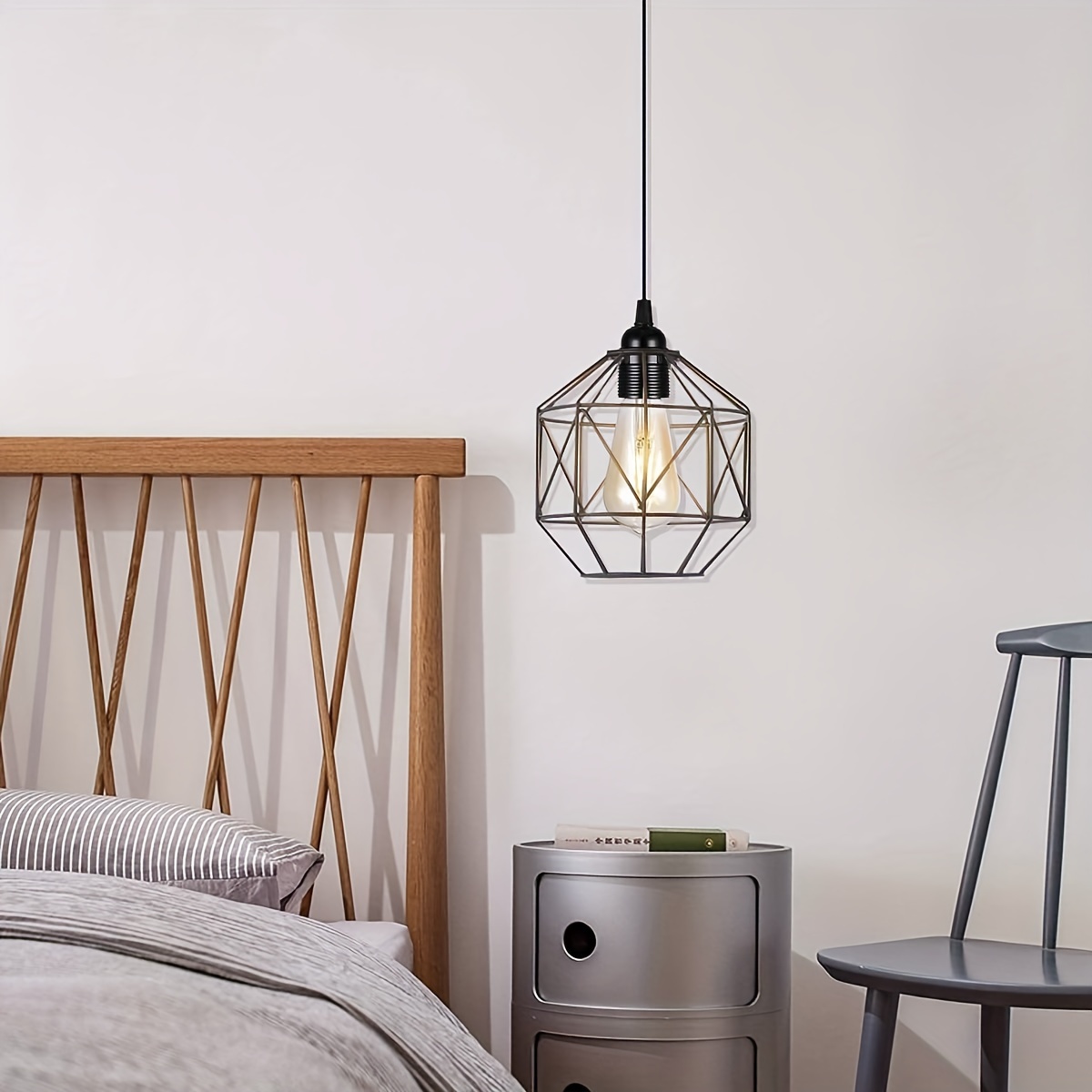 Plug In Pendant Light Fitting, Black Ceiling Light Industrial Hanging Lights, Metal Hanging Light With Plug 600cm Cable Cord/Switch, For Kitchen