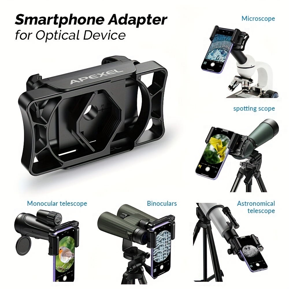 Adaptador de teléfono móvil para telescopio, Clip de teléfono para  Binocular, soporte Monocular, accesorio ocular de