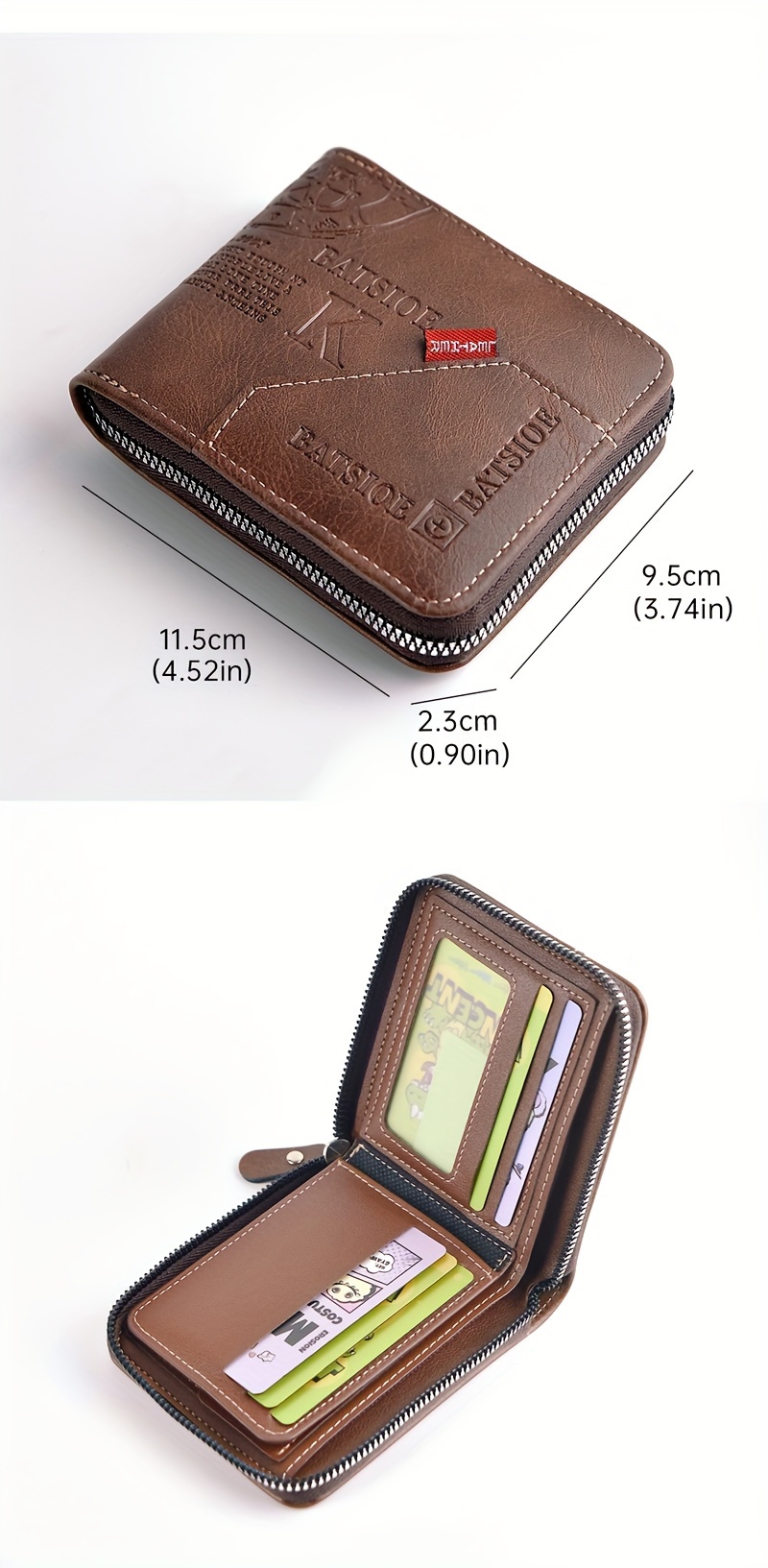 1pc mens business wallet retro letter embossed credit card holder gift for men details 3