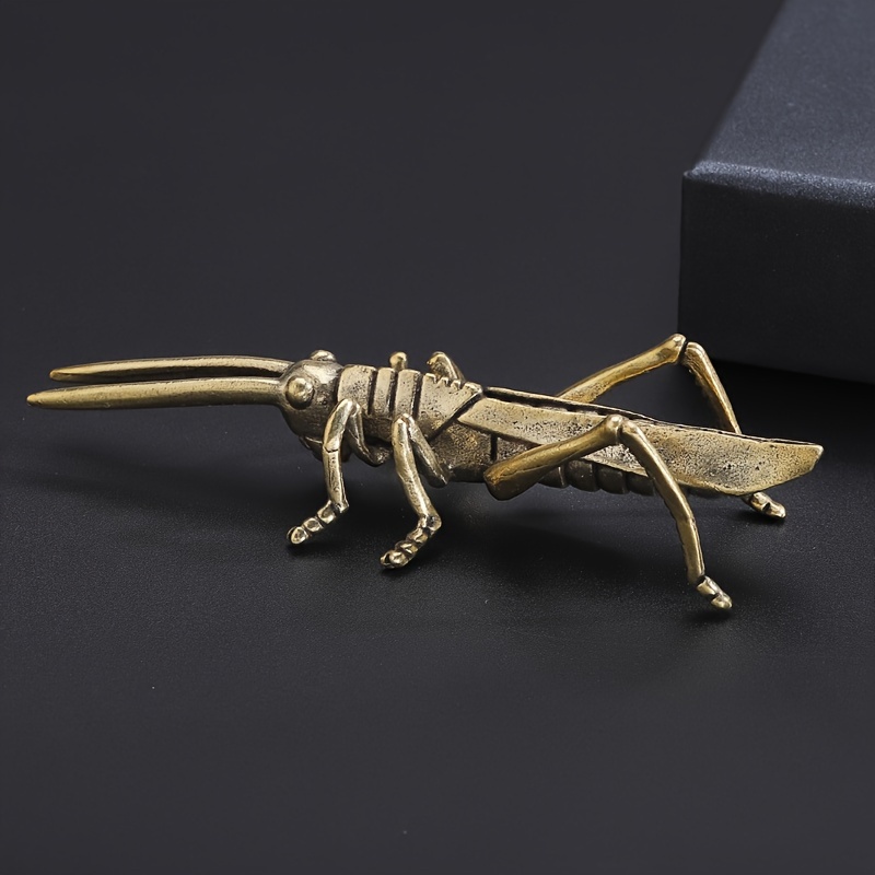 1pc, Vintage Grasshopper Ornament, Antique Brass Metal Animal Figurines,  Solid Copper * Statue For Small Desktop Crafts, Room Ornaments, Home And