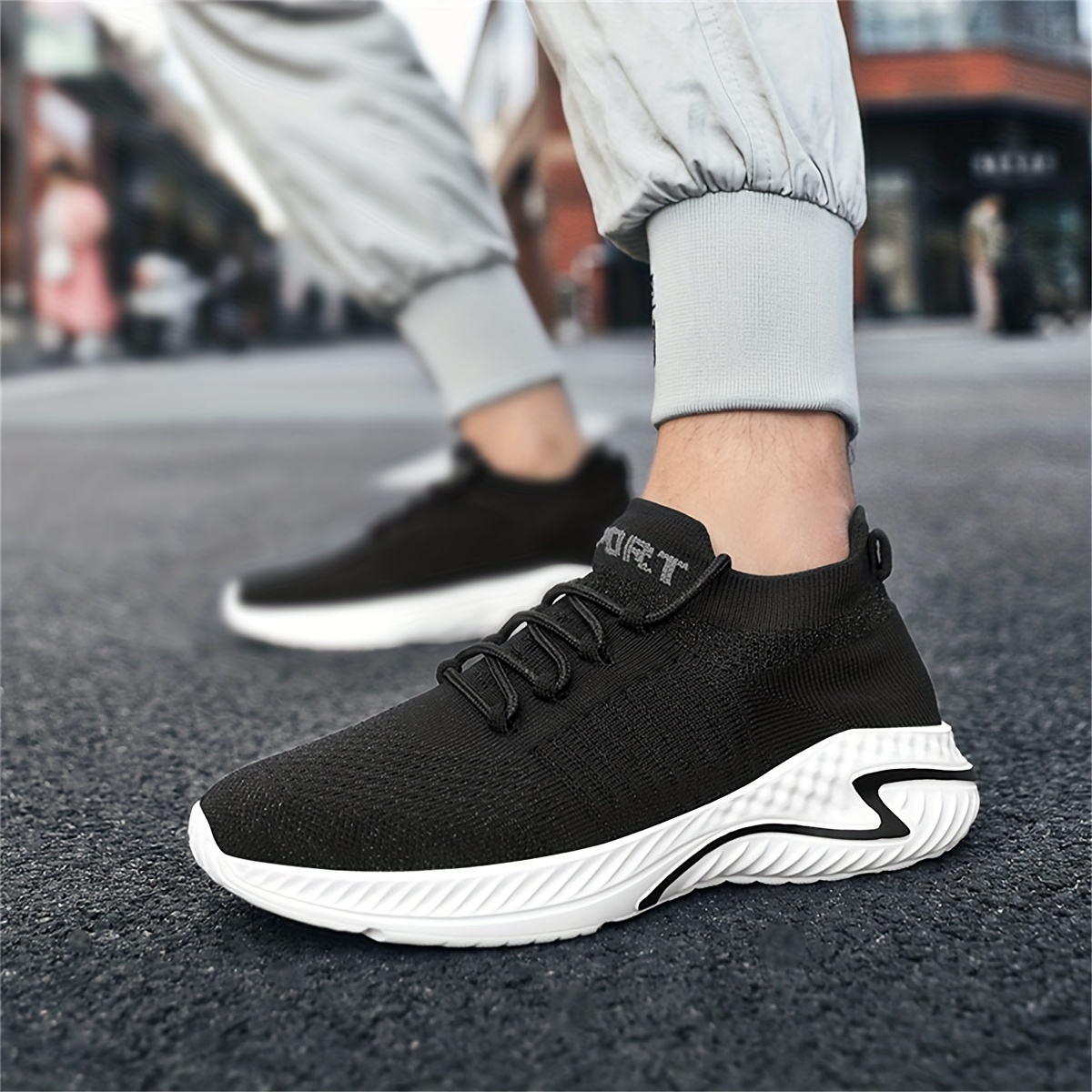 Men's Slip-on Sneakers With Shoelaces - Odor-resistant Athletic