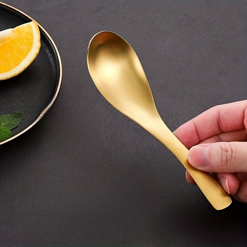 304 Stainless Steel Square Head Soup Spoon Solid Color Fruit