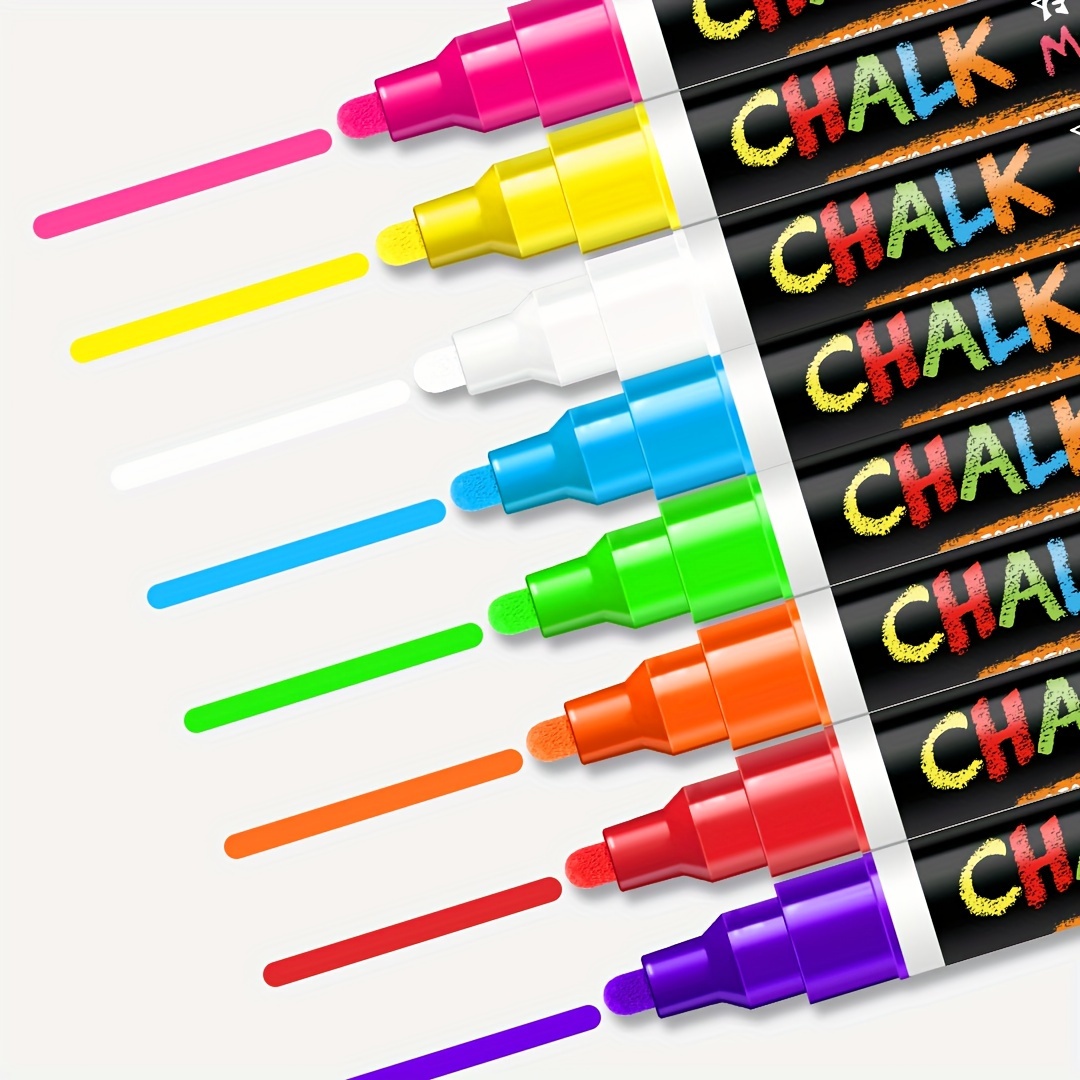 Chalk Markers, Neon Colors, Fine Tip, 8-Pack