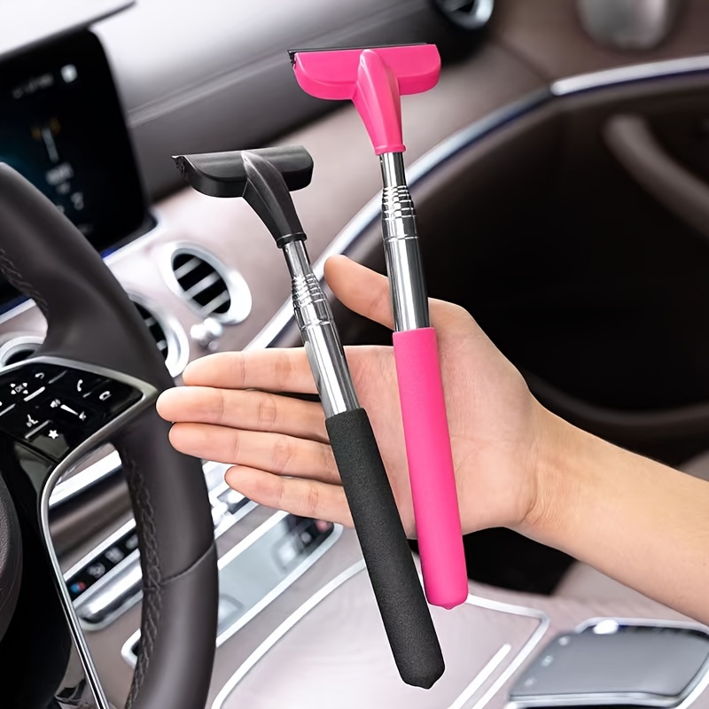  Car Rearview Mirror Wiper, Multifunctional Car Mirror  Telescopic Water Scraper Wiper, Retractable Vehicle Glass Cleaner Tool,  Portable Auto Interior Exterior Accessories Squeegee Cleaner (Pink) :  Automotive