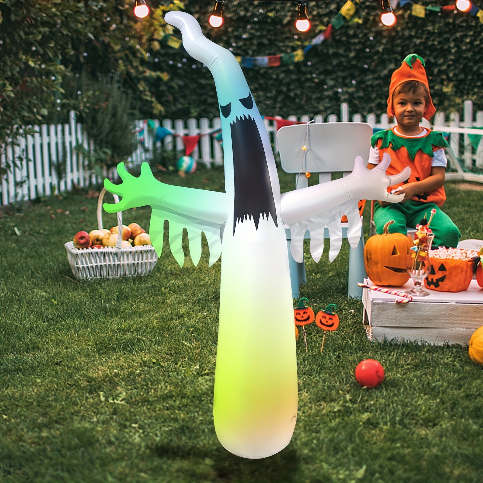 12 ft halloween inflatable towering terrible spooky ghost with build in led remote control for halloween ghost ornament home decor gift party indoor outdoor yard garden lawn decor details 4