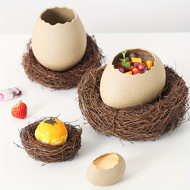 1 個鳥の巣デザート装飾卵の殻ダチョウの卵の形のセラミックボウル冷たいドリンクグリルレストラン食器