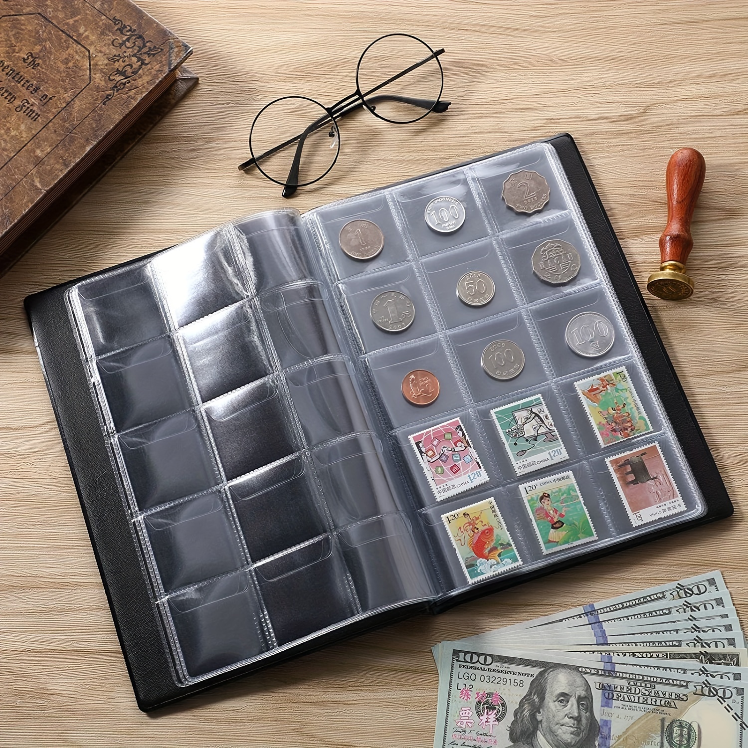 Coin Collection Supplies Book Holder for Collectors, 312 Pockets Coins  Collecting Album for 20 25 27 30 38 46mm. Coin Storage Display Organizer  Case for Money Currency, Penny, Bill Commemorative-Black 