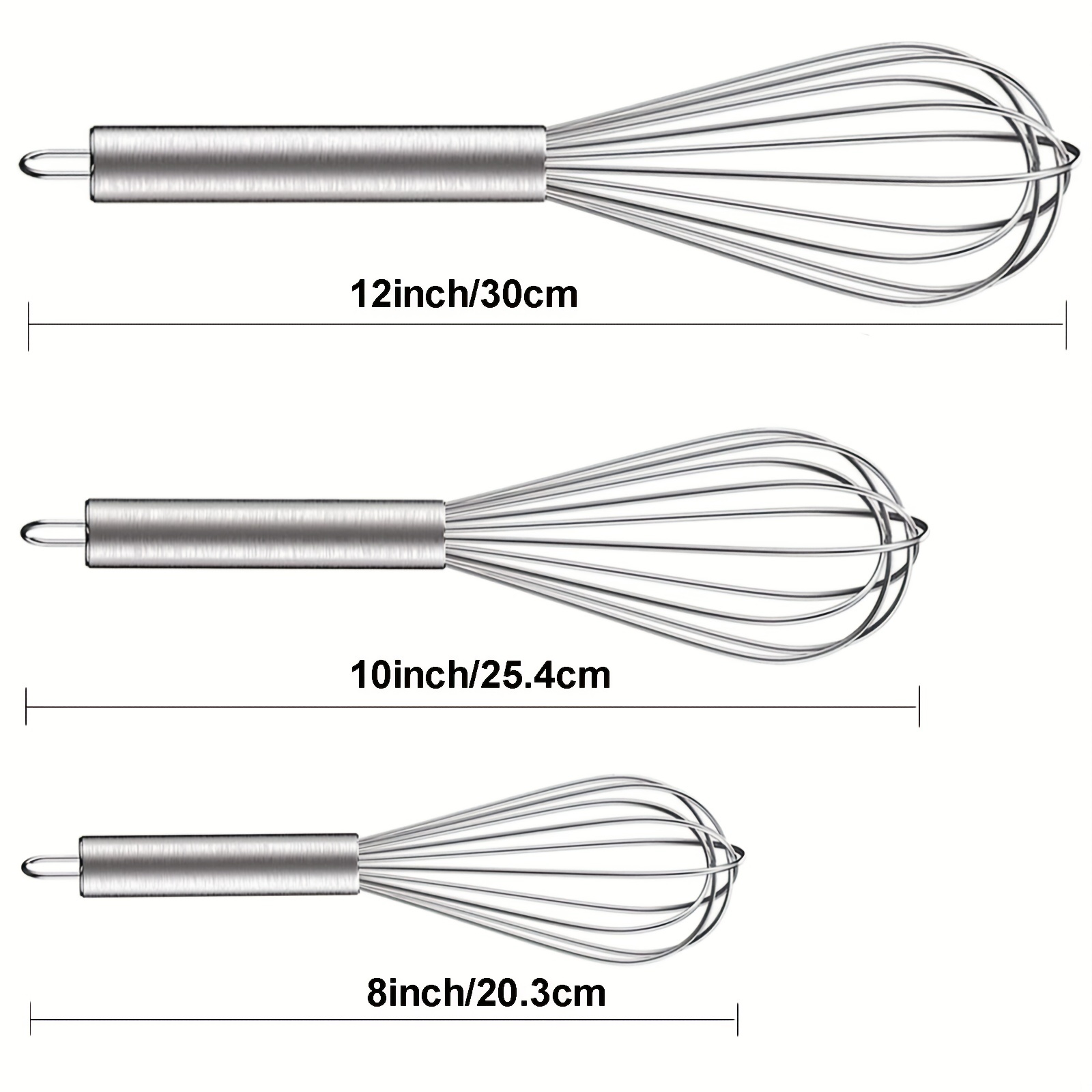  Whisks for Cooking, Stainless Steel Balloon Wire Whisk for  Blending, Whisking, Beating, Stirring, Kitchen Wisks 8 inch: Home & Kitchen