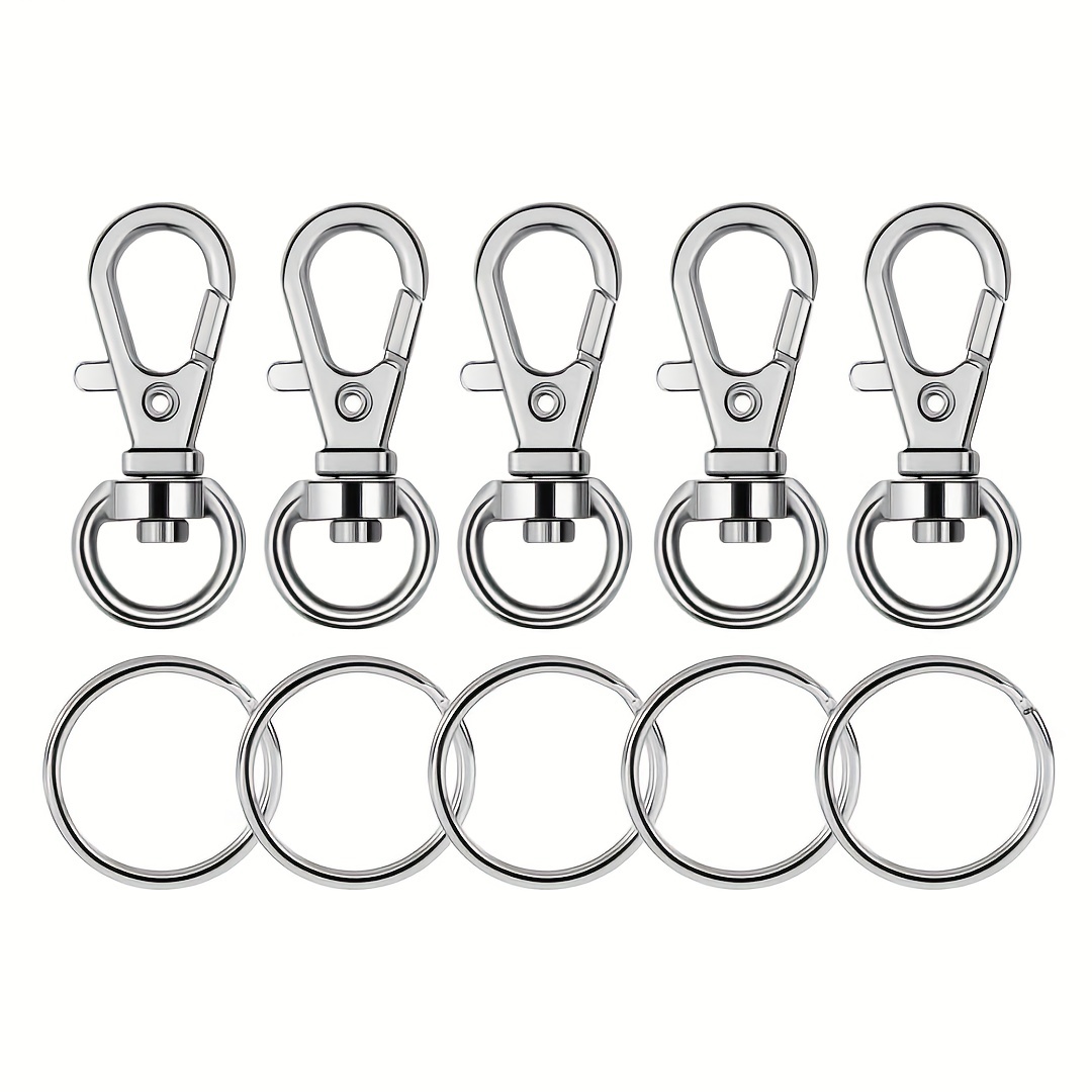 Metal Silvery Lobster Claw Clasp Keychain Key Ring Loop Key - Temu Canada