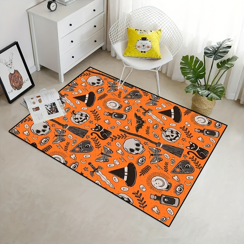 Halloween Area Rug Skull Pumpkin Carpet Home Decor
