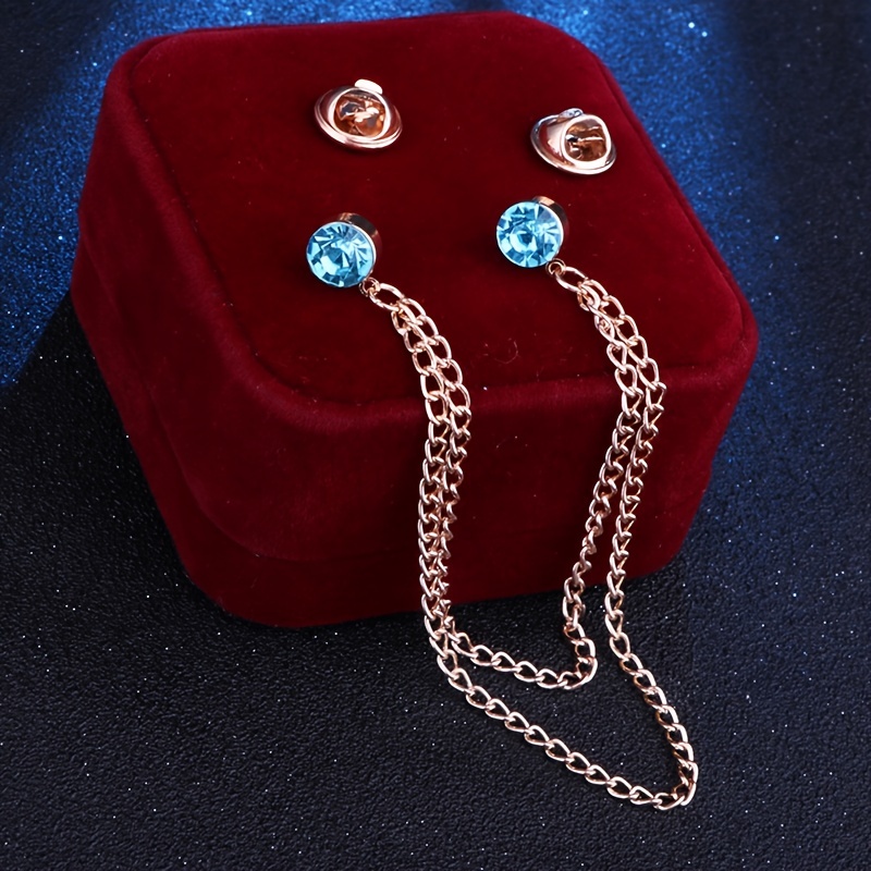 Rhinestone Tassel Pin Shirt Accessory Chain Brooch