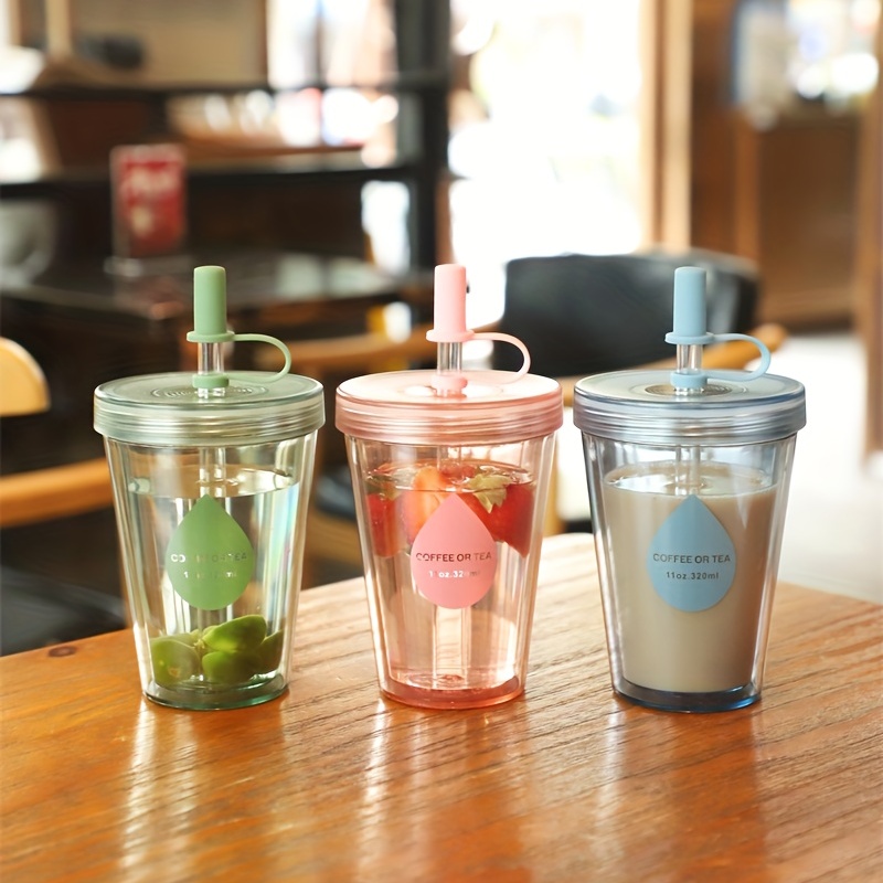 Studded Tumbler With Lid And Straw Double Wall Plastic Water - Temu