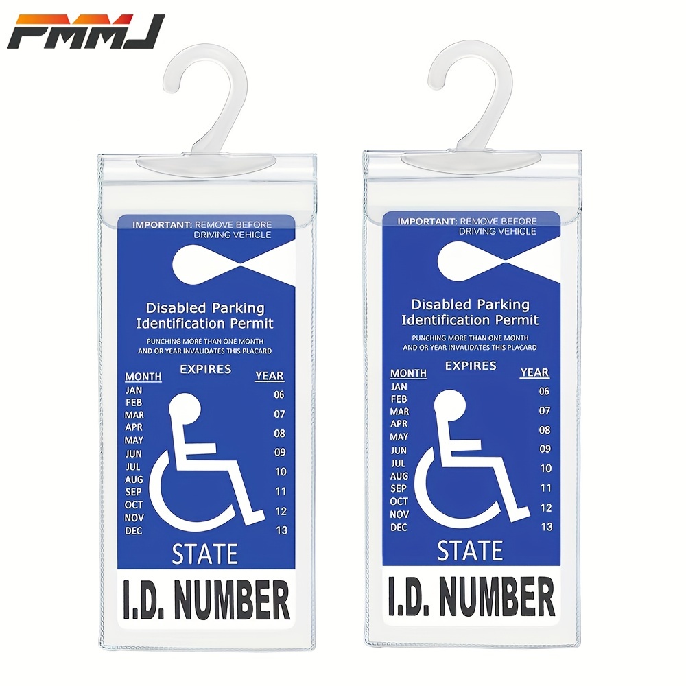 

2pcs Handicap Parking Placard Holder, Ultra Transparent Disabled Parking Permit Placard Protective Holder Cover With Large Hanger