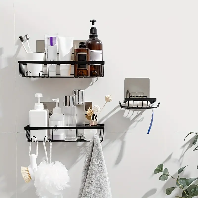 Wall Mounted Shower Caddy With Soap Holder Self Adhesive - Temu