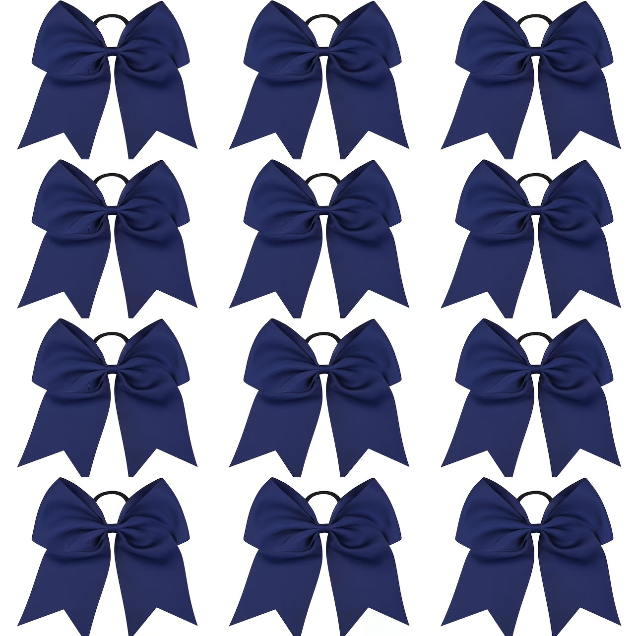 8 Large Bows Hair Ties Blue Cheer Bows Hair Rubber Bands Ponytail Holder  Bowknot Ribbon Hair Ropes Cheerleading Bow Hair Accessories for Women