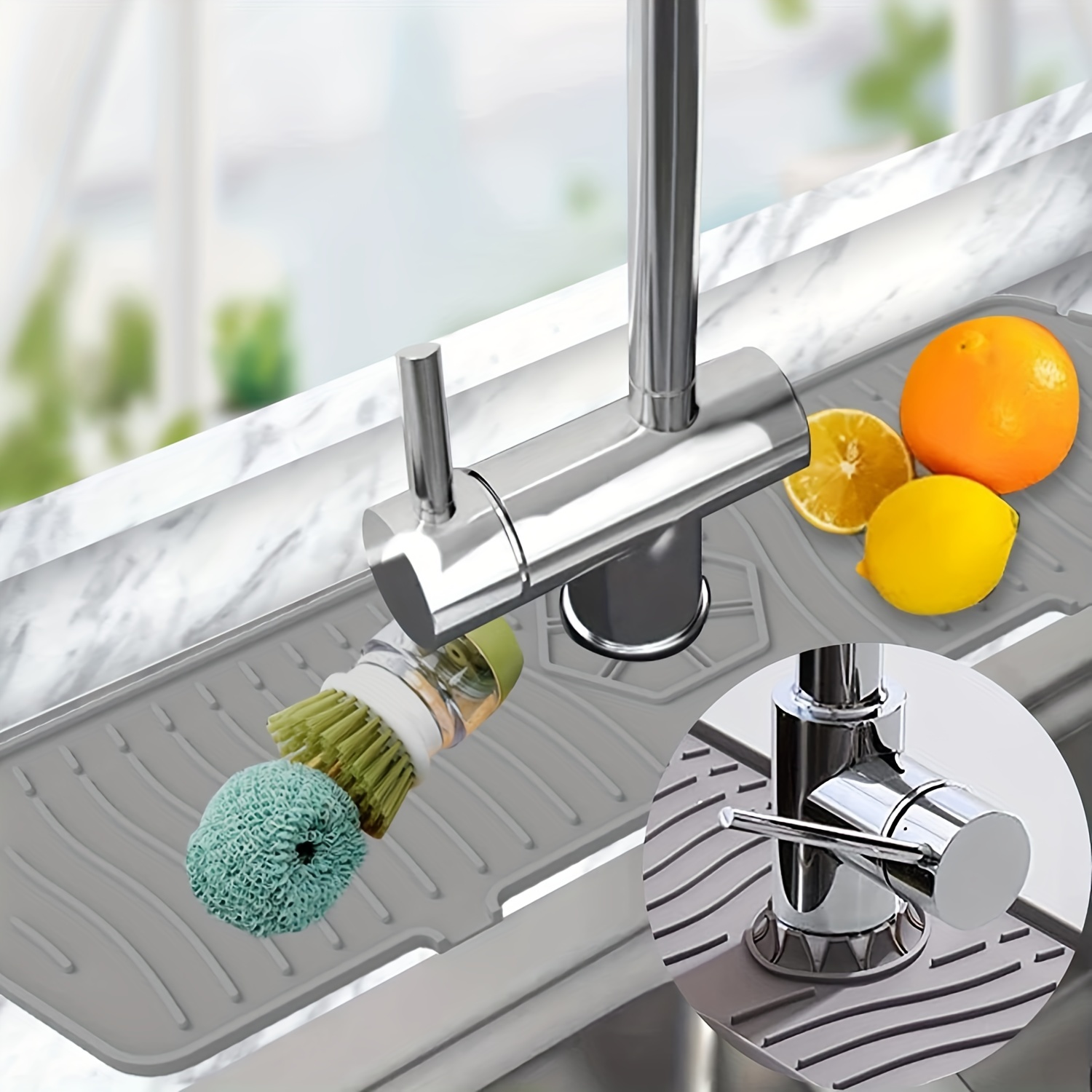Silicone Faucet Mat for Kitchen Sink Splash Guard Mat Sink