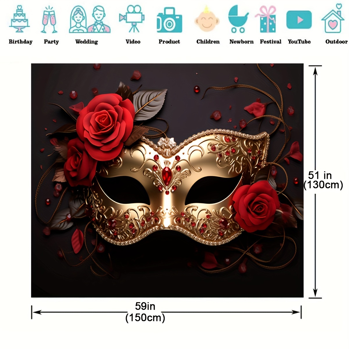 Mardi Gras Party Photography Backdrop, Carnival Masquerade Birthday Party  Backdrop Banner, Photo Booth Background for Birthday Bachelorette Party